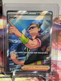 Pokemon TCG Judge 222/182 Destined Rivals Ultra Rare Full Art Card NM/Mint - Image 1