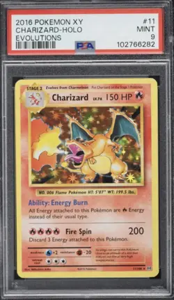 2016 Pokemon XY Evolutions Holo Charizard #11 PSA 9 MINT - Image 1
