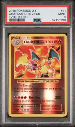 2016 Pokemon XY Evolutions Charizard Reverse Holo Foil #11/108 PSA 9 - Image 1
