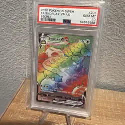 2020 POKEMON SWORD & SHIELD SECRET #206 FULL ART/SNORLAX VMAX PSA 10 - Image 2