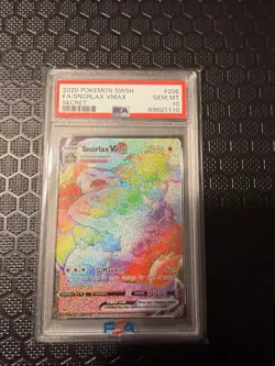 2020 POKEMON SWORD & SHIELD SECRET #206 FULL ART/SNORLAX VMAX PSA 10 - Image 1
