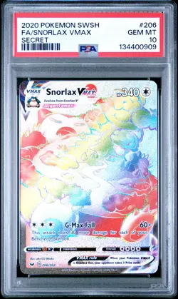 2020 POKEMON SWORD & SHIELD SECRET #206 FULL ART/SNORLAX VMAX PSA 10 - Image 1