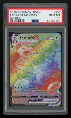 2020 Pokemon Sword & Shield Secret #206 Snorlax Vmax Full Art PSA 10 Gem Mint - Image 1