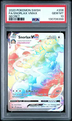 2020 POKEMON SWORD & SHIELD SECRET #206 FULL ART/SNORLAX VMAX PSA 10 - Image 1