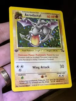 Aerodactyl 1/62 Prerelease 1st Edition Heavy Holo Bleed 1999 Pokemon Card TCG LP - Image 2