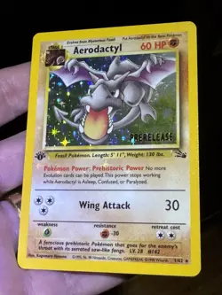 Aerodactyl 1/62 Prerelease 1st Edition Heavy Holo Bleed 1999 Pokemon Card TCG LP - Image 3