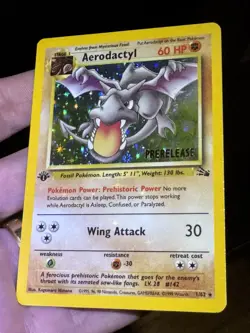 Aerodactyl 1/62 Prerelease 1st Edition Heavy Holo Bleed 1999 Pokemon Card TCG LP - Image 4