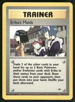 Pokemon Cards Erika's Maids 109/132 UNLIMITED Gym Heroes WOTC Uncommon NM - Image 1