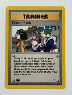 Pokemon Cards Erika's Maids 109/132 1ST EDITION Gym Heroes WOTC Uncommon - Image 1