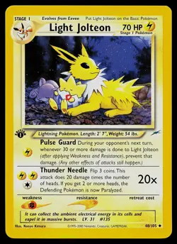 Pokemon Card - Light Jolteon Neo Destiny 48/105 Uncommon 1st Edition - Image 1