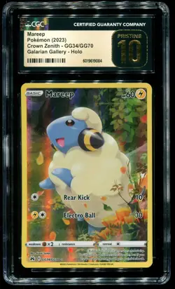 CGC Pristine 10 Mareep Full Art Crown Zenith 2023 Pokemon Card #GG34 - Image 1