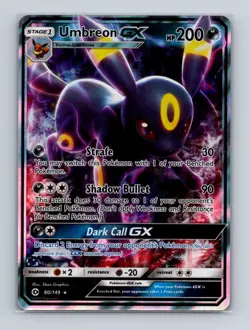 Umbreon GX 80 2017 Pokemon Sun & Moon Base Set Ultra Rare Card NM+ - Image 1