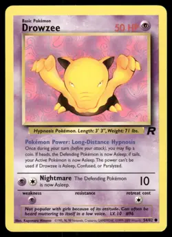 Pokemon Cards Drowzee 54/82 UNLIMITED Team Rocket WOTC Common NM - Image 1