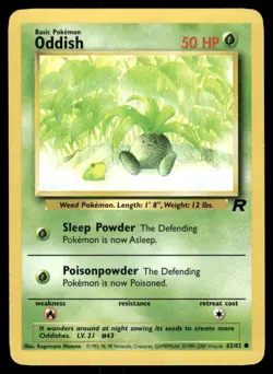 Pokemon Cards Oddish 63/82 UNLIMITED Team Rocket WOTC Common NM - Image 1