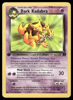 Pokemon Cards Dark Kadabra 39/82 1ST EDITION Team Rocket WOTC Uncommon NM - Image 1