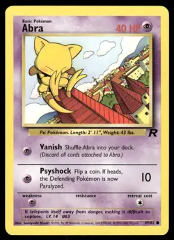 Pokemon Cards Abra 49/82 UNLIMITED Team Rocket WOTC Common NM - Image 1