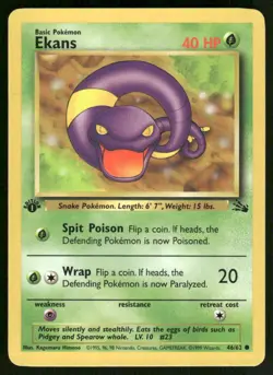 Pokemon Cards Ekans 46/62 1ST EDITION Fossil WOTC Common NM*1 - Image 1