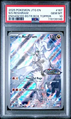 Pokemon TCG N's Reshiram Card 167/159 Stamped Illustration Rare Promo, PSA 10 - Image 1