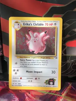 Pokemon TCG Erika’s Clefable Gym Heroes 3/132 Holo Rare Damaged / Cute Pokemon - Image 1