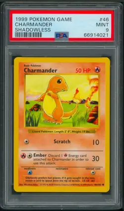 Pokemon Base Set Shadowless Charmander 46/102 PSA 9 - Image 1