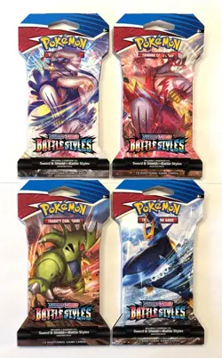POKEMON SWSH05 BATTLE STYLES 4X SLEEVED BOOSTER PACKS ALL ART TYRANITAR U 🐉 - Image 1