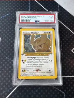 2002 POKEMON NEO DESTINY 1ST ED #110 SHINING NOCTOWL PSA 7 - Image 1