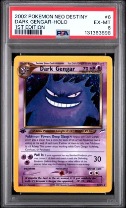 2002 POKEMON NEO DESTINY 1ST ED #6 DARK GENGAR-HOLO PSA 6 - Image 1