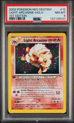 2002 POKEMON NEO DESTINY 1ST ED #12 LIGHT ARCANINE-HOLO PSA 8 - Image 1