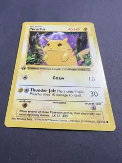 Pokemon Base Set Pikachu 58/102 - Common 1st Edition Shadowless LP-NM - Image 2