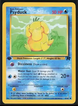 Psyduck 65/82 1st Edition Team Rocket Common Vintage WOTC Pokemon TCG NM - Image 1
