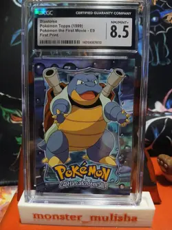 1999 Topps Pokemon the first Movie Blue Logo Blastoise #E9 CGC 8.5 - Image 1