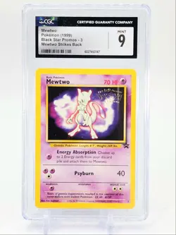 MEWTWO 1999 POKEMON THE FIRST MOVIE BLACK STAR PROMOS A #3 CGC 9 - Image 1