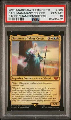 PSA 10 Saruman of Many Colors (0300) - FOIL PROMO Store Championship MTG Low Pop - Image 1