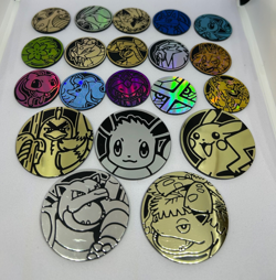 Pokemon TCG lot of 20 Official Coins Jumbo and Standard (No Duplicates) - Image 1