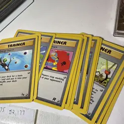 1999 Pokemon Team Rocket Meowth Tin Lunch Box Storage Bin Vintage TCG Card Lot - Image 2