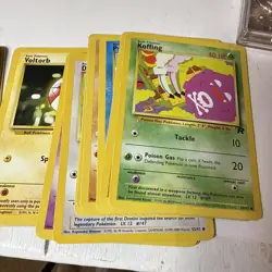 1999 Pokemon Team Rocket Meowth Tin Lunch Box Storage Bin Vintage TCG Card Lot - Image 4