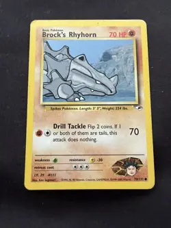 Brock’s Rhyhorn 70/132 | Gym Heroes | Non Holo Pokemon Card LP - Image 1
