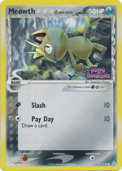 Moderately Played, English - 1 x Pokemon Meowth - 71/110 - Common - Reverse Holo - Image 1