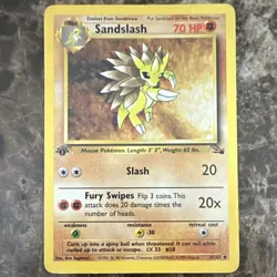 Pokemon TCG Sandslash Fossil 41/62 1st Edition 70 HP Uncommon LP - Image 1