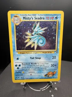 Pokemon TCG WOTC Gym Heroes Mistys Seadra 9/132 Holo Rare SWIRL Unlimited MP - Image 1