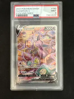 Pokemon TCG Espeon V Holo Ultra Rare 180 PSA 9 Evolving Skies Mint 2021 SWSH - Image 1