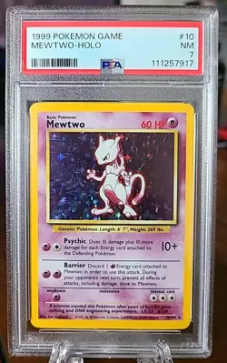 1999 Pokemon Mewtwo Rare Holo #10/102 PSA 7 - Image 1