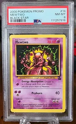 Pokemon Mewtwo TCG 2000 Movie Black Star Promo #14 Psa 8 - Image 1
