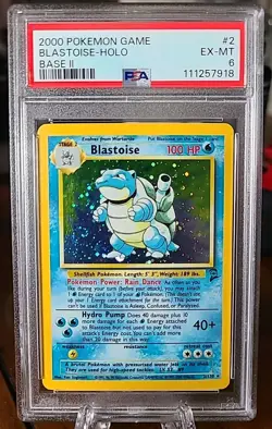 Pokemon 2000 Base Set 2 Blastoise Holo PSA 6 - Image 1
