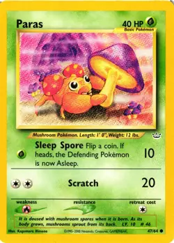Pokemon TCG Paras Neo Revelation 47/64 Regular Unlimited Common LP - Image 1