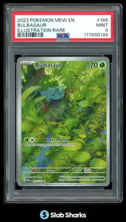 2023 POKEMON SV 151 - MEW EN #166/165 BULBASAUR ILLUSTRATION RARE PSA 9 - Image 1