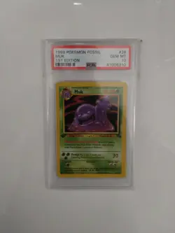 Pokemon Card 28/62 Fossil Set 1999 Muk 1st Edition PSA 10 Gem Mint Condition - Image 1
