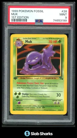 1999 POKEMON FOSSIL 1ST EDITION #28/62 MUK PSA 9 - Image 1