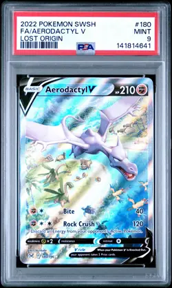 2022 POKEMON SWORD & SHIELD LOST ORIGIN #180 FULL ART/AERODACTYL V PSA 9 - Image 1