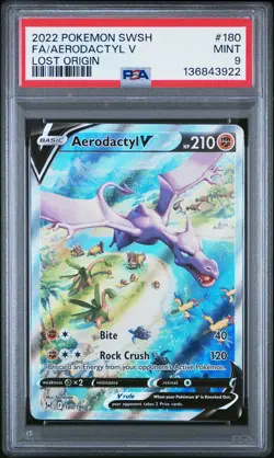 2022 POKEMON SWORD & SHIELD LOST ORIGIN #180 FULL ART/AERODACTYL V PSA 9 - Image 1